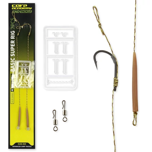 CARP ACADEMY Basic Super Rig 4-es méret 2db/cs Előkötött horog