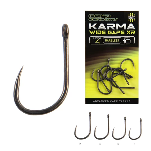CARP ACADEMY KARMA Wide Gape XR 6-os szakáll nélküli pontyozó horog	