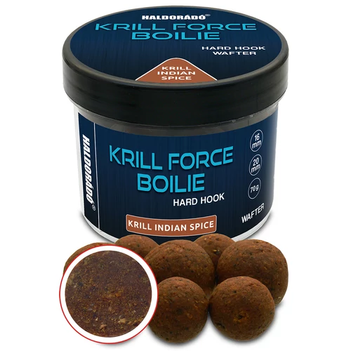 HALDORÁDÓ KRILL FORCE Boilie Hard Hook Wafter 16, 20 mm - Krill Indian Spice