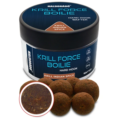 HALDORÁDÓ KRILL FORCE Boilie Hard Hook Wafter 24, 30 mm - Krill Indian Spice