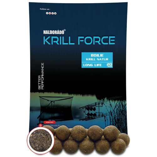 HALDORÁDÓ KRILL FORCE Boilie Long Life 20 mm - Krill Natur