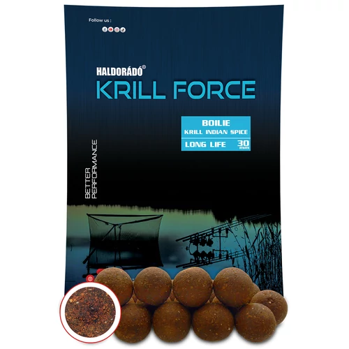 HALDORÁDÓ KRILL FORCE Boilie Long Life 30 mm - Krill Indian Spice