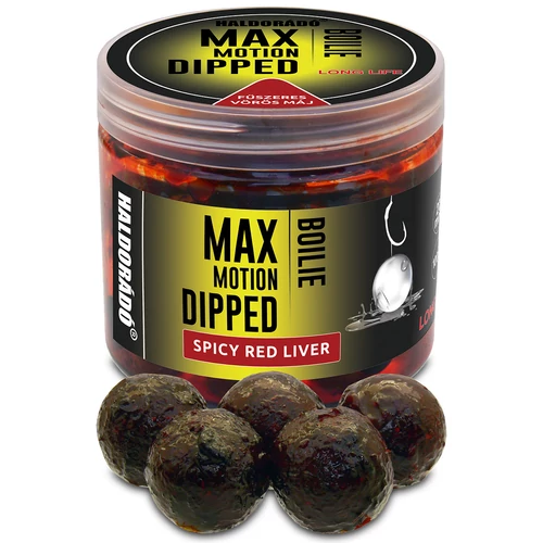 HALDORÁDÓ MAX MOTION Boilie Dipped 20 mm - Fűszeres Vörös Máj