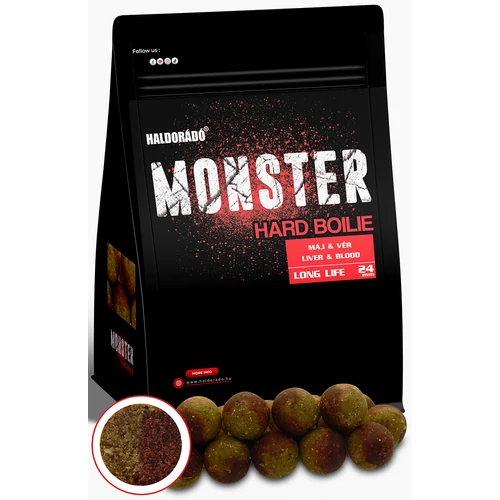 HALDORÁDÓ MONSTER Hard Boilie 24+ mm - Máj & Vér