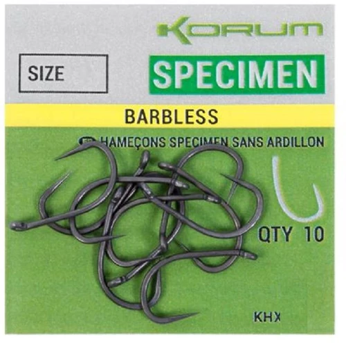 KORUM XPERT SPECIMEN Barbless horog 10-es