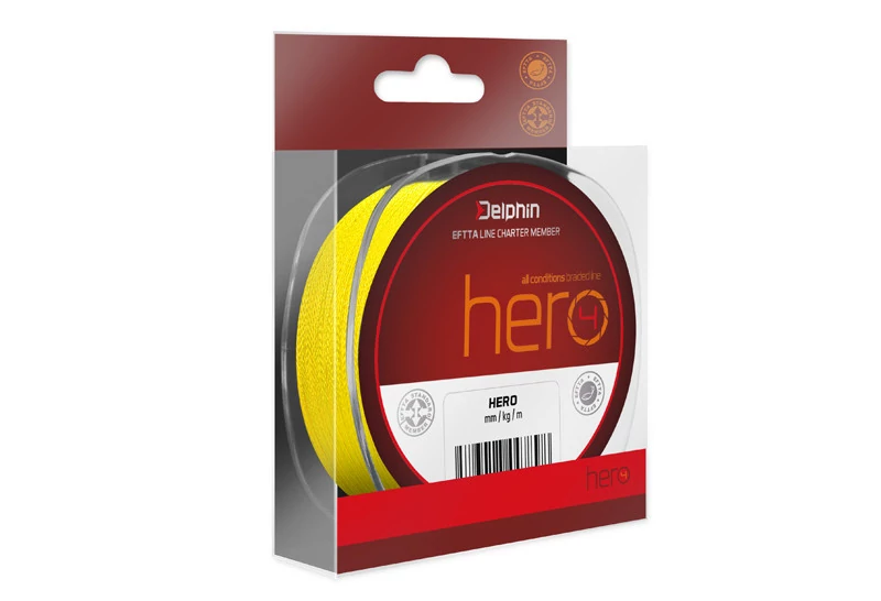 DELPHIN HERO 4 fluo sárga 0,25mm/16,8kg/117m fonott zsinór