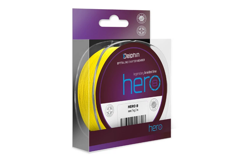 DELPHIN HERO 8 fluo sárga 0,30mm/21,40kg/300m fonott zsinór
