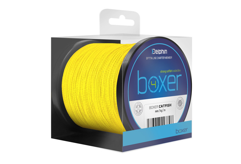 DELPHIN BOXER 4 fluo sárga 0,40mm/30,1kg/250m harcsázó fonott zsinór 
