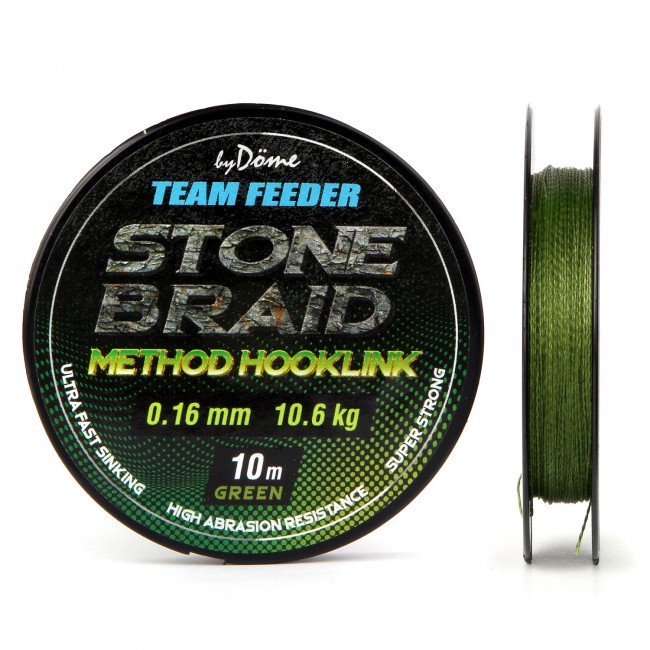 BY DÖME TEAM FEEDER Stone Braid Green 10m 0,10mm fonott előkezsínór