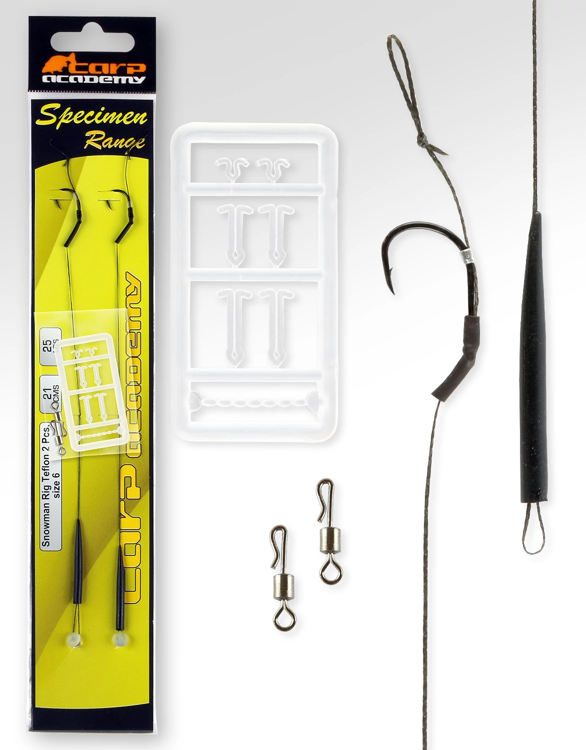 CARP ACADEMY Snowmen Rig Teflon 6-os méret 2db/cs Előkötött horog