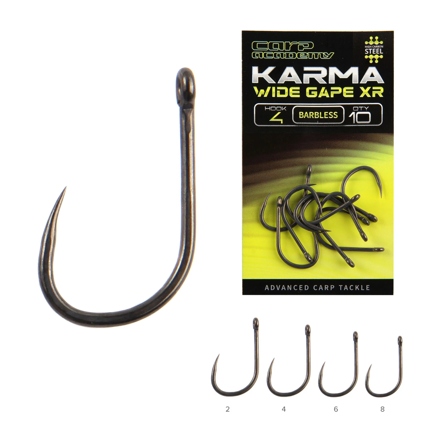 CARP ACADEMY KARMA Wide Gape XR 6-os szakáll nélküli pontyozó horog	