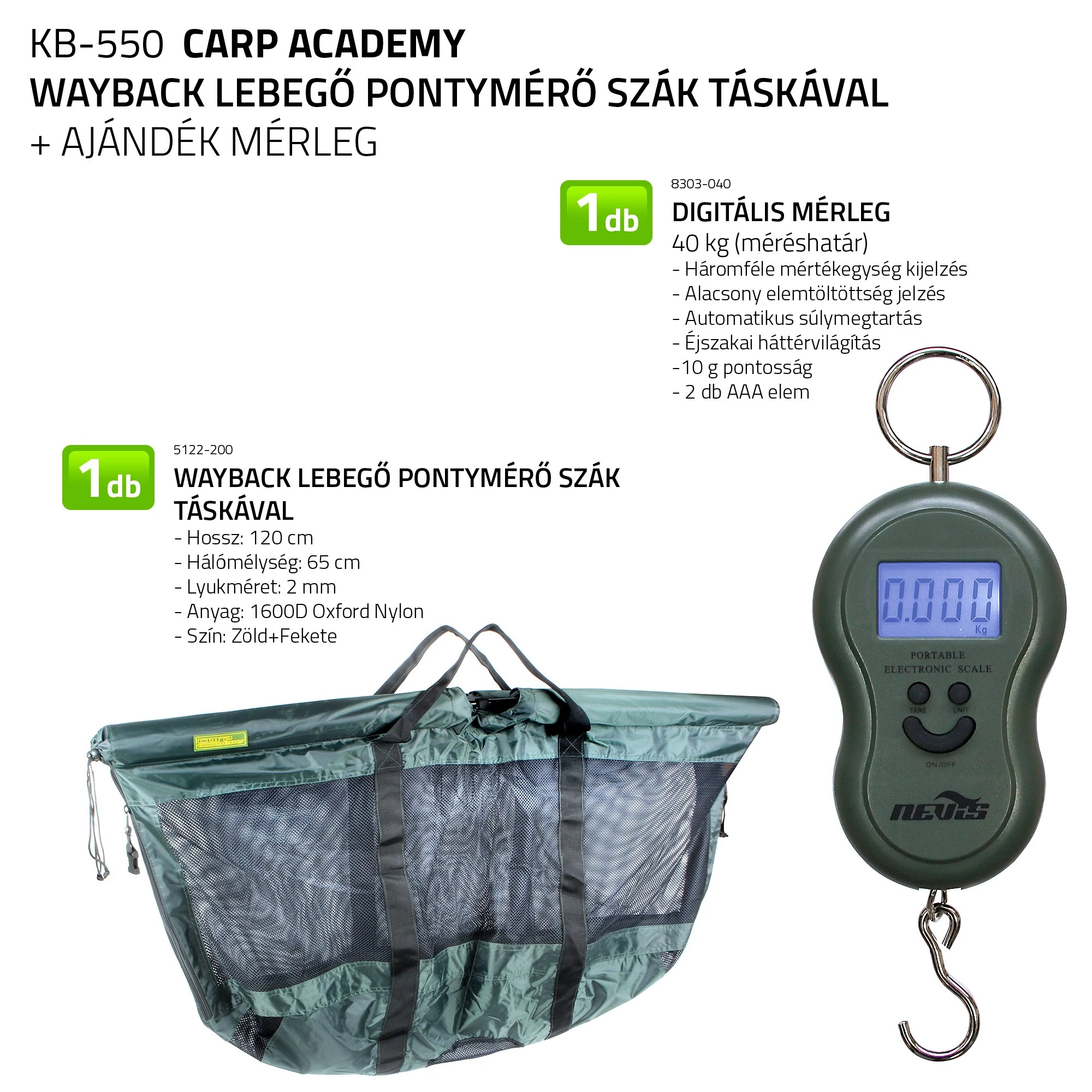 CARP ACADEMY Wayback lebegő Pontymérő szák táskával + ajándék mérleg