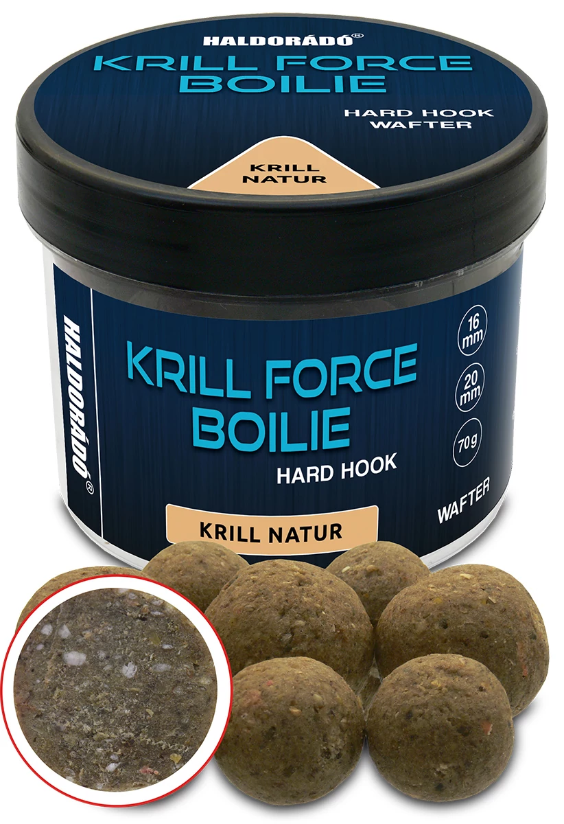HALDORÁDÓ KRILL FORCE Boilie Hard Hook Wafter 16, 20 mm - Krill Natur