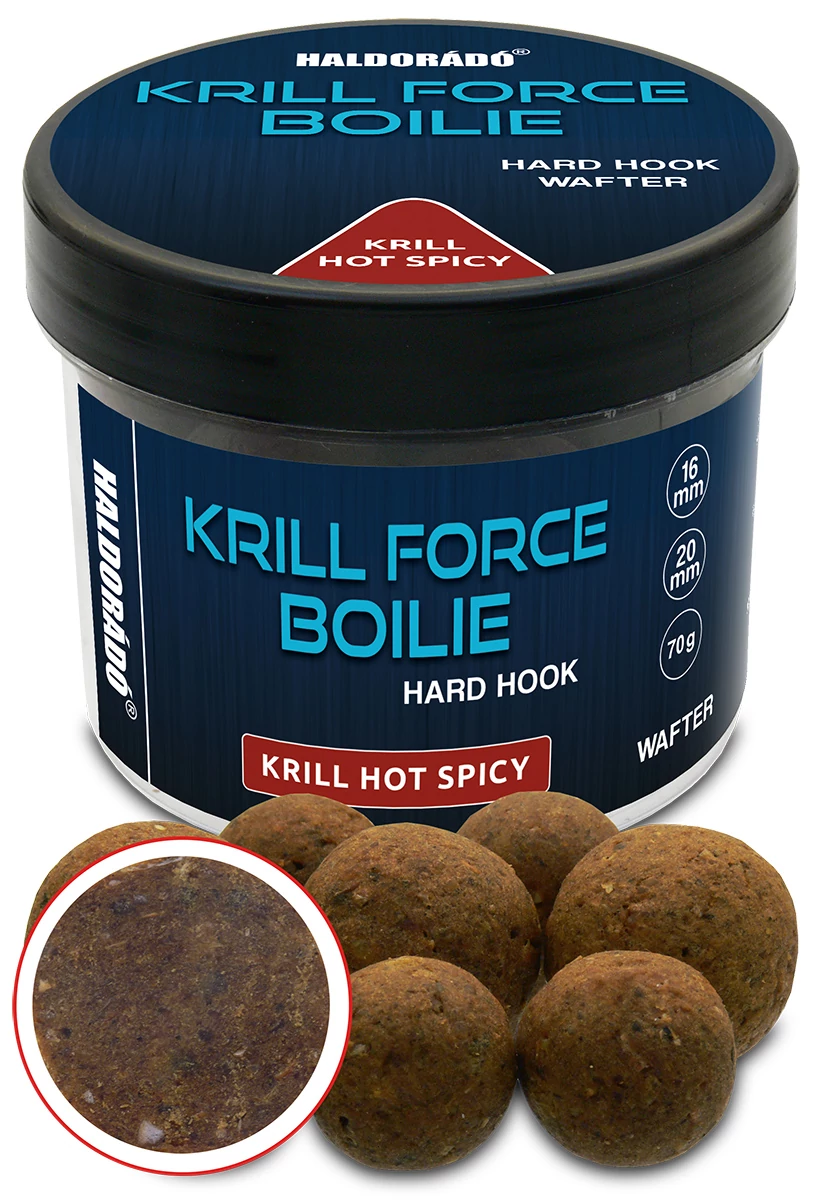 HALDORÁDÓ KRILL FORCE Boilie Hard Hook Wafter 16, 20 mm - Krill Hot Spicy