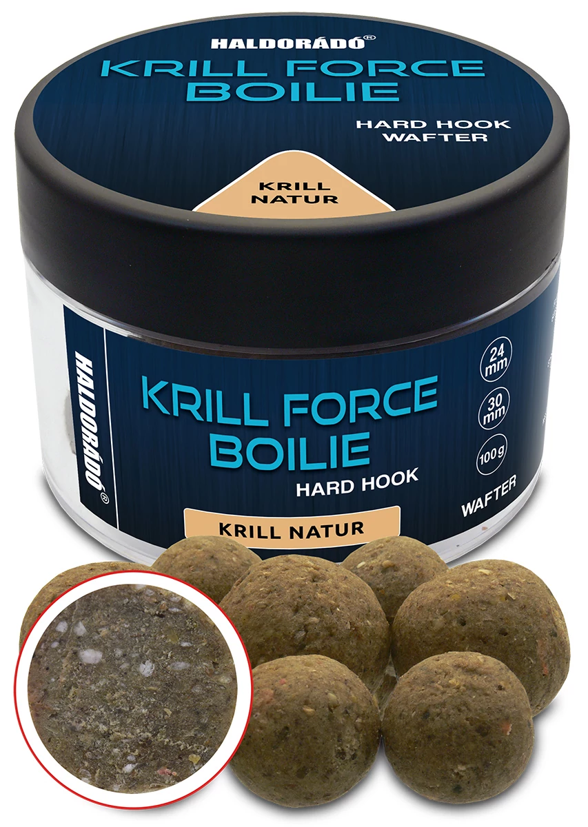 HALDORÁDÓ KRILL FORCE Boilie Hard Hook Wafter 24, 30 mm - Krill Natur