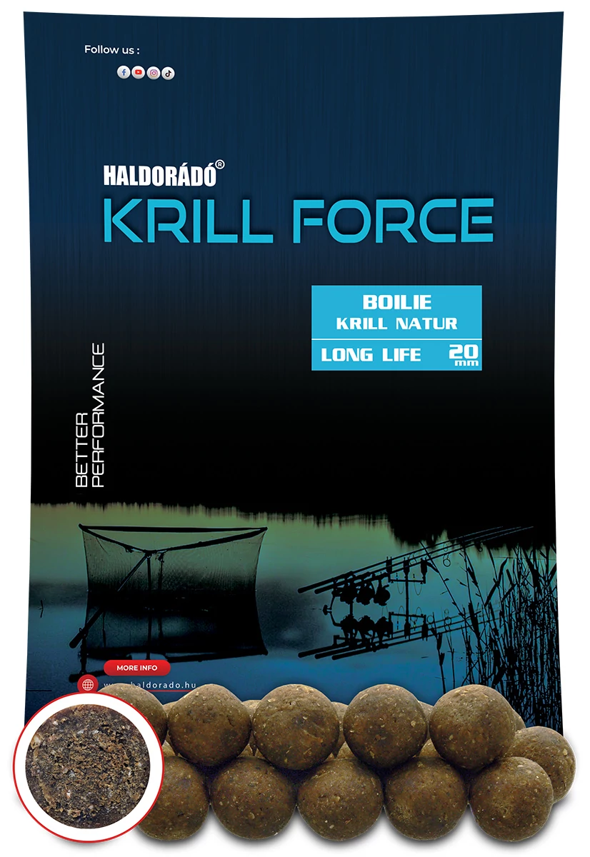 HALDORÁDÓ KRILL FORCE Boilie Long Life 20 mm - Krill Natur