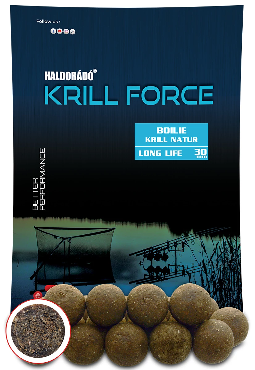 HALDORÁDÓ KRILL FORCE Boilie Long Life 30 mm - Krill Natur