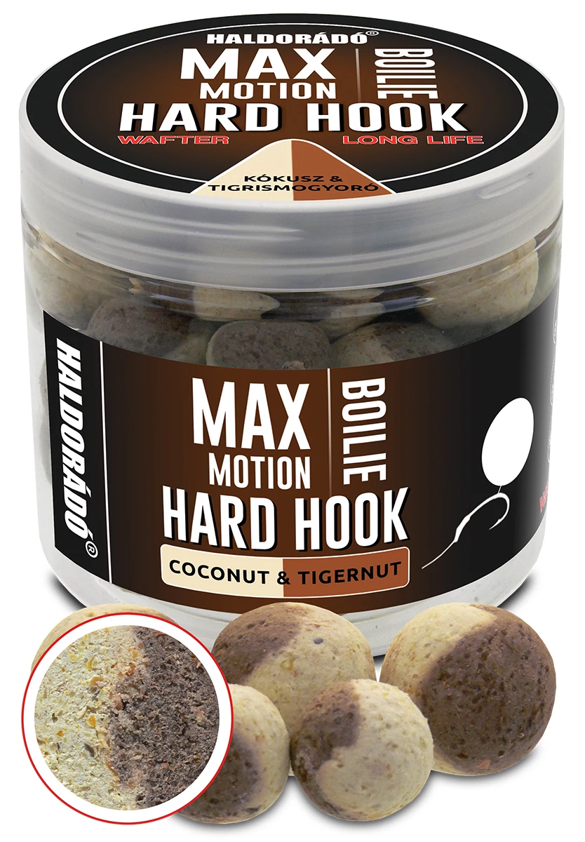 HALDORÁDÓ MAX MOTION Boilie Hard Hook Wafter 16, 20 mm - Kókusz & Tigrismogyoró