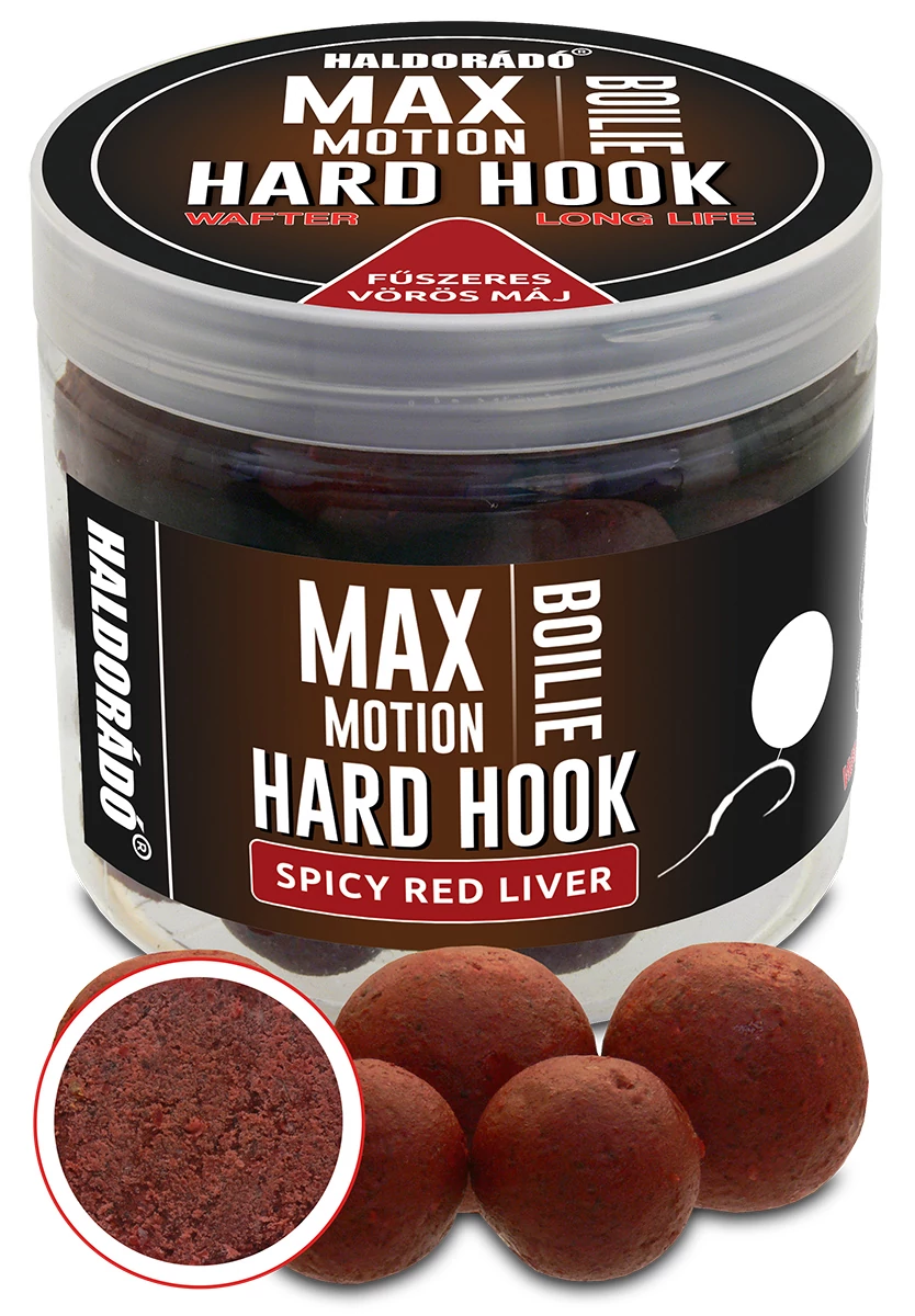 HALDORÁDÓ MAX MOTION Boilie Hard Hook Wafter 16, 20 mm - Fűszeres Vörös Máj