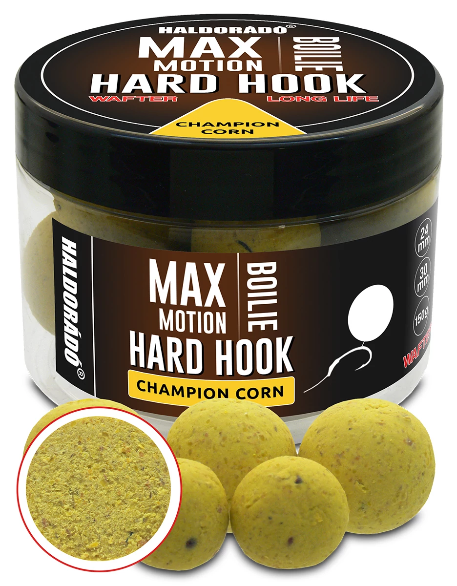 HALDORÁDÓ MAX MOTION Boilie Hard Hook Wafter 24, 30 mm - Champion Corn