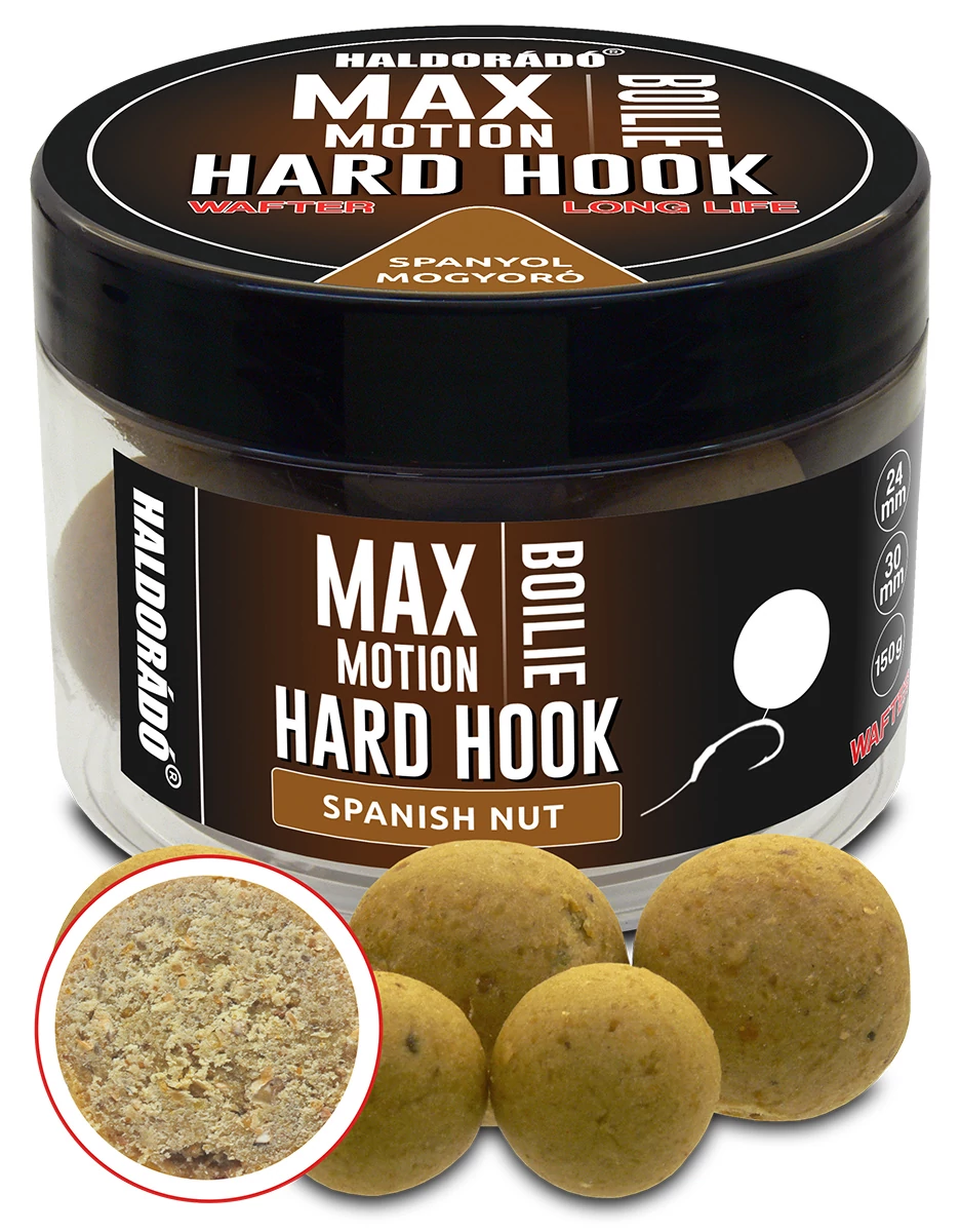 HALDORÁDÓ MAX MOTION Boilie Hard Hook Wafter 24, 30 mm - Spanyol Mogyoró