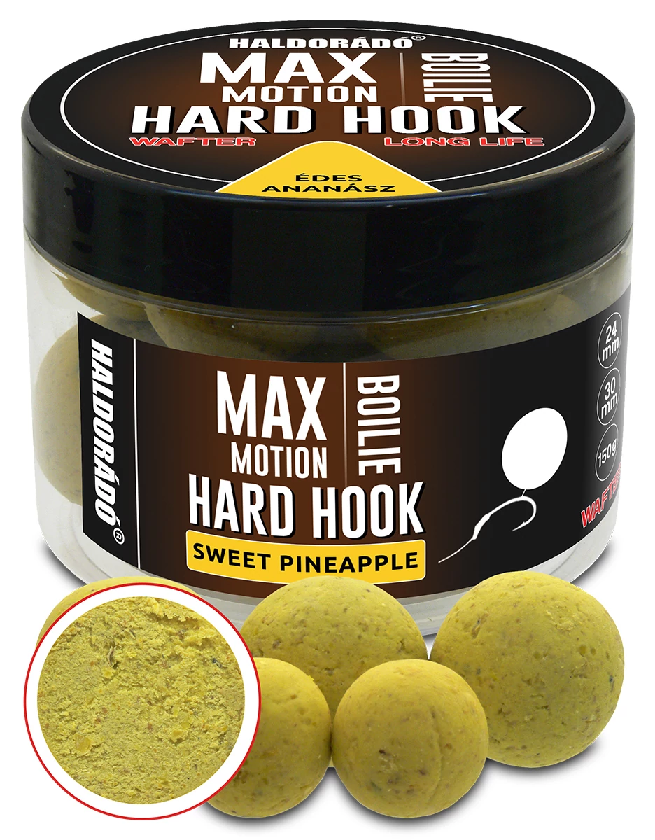 HALDORÁDÓ MAX MOTION Boilie Hard Hook Wafter 24, 30 mm - Édes Ananász