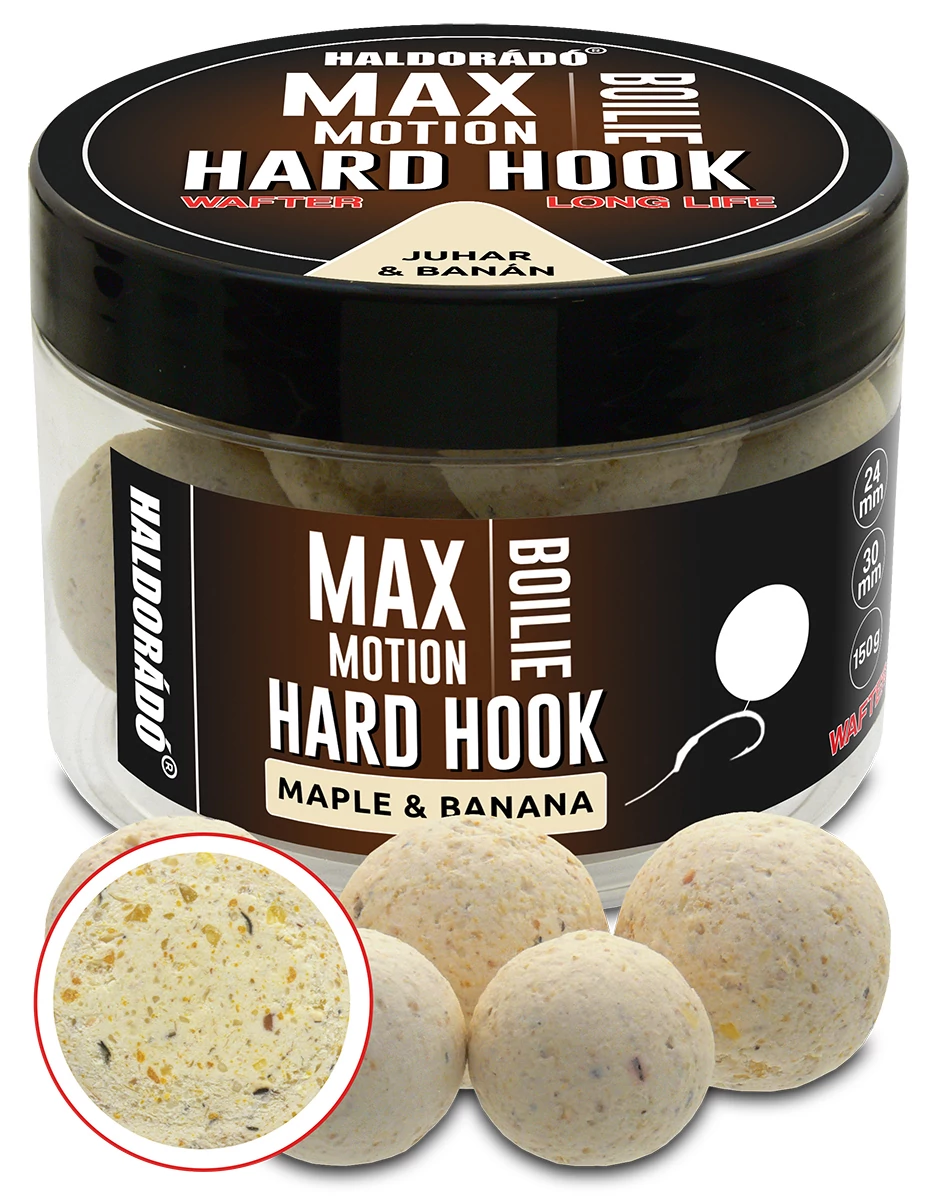 HALDORÁDÓ MAX MOTION Boilie Hard Hook Wafter 24, 30 mm - Juhar & Banán