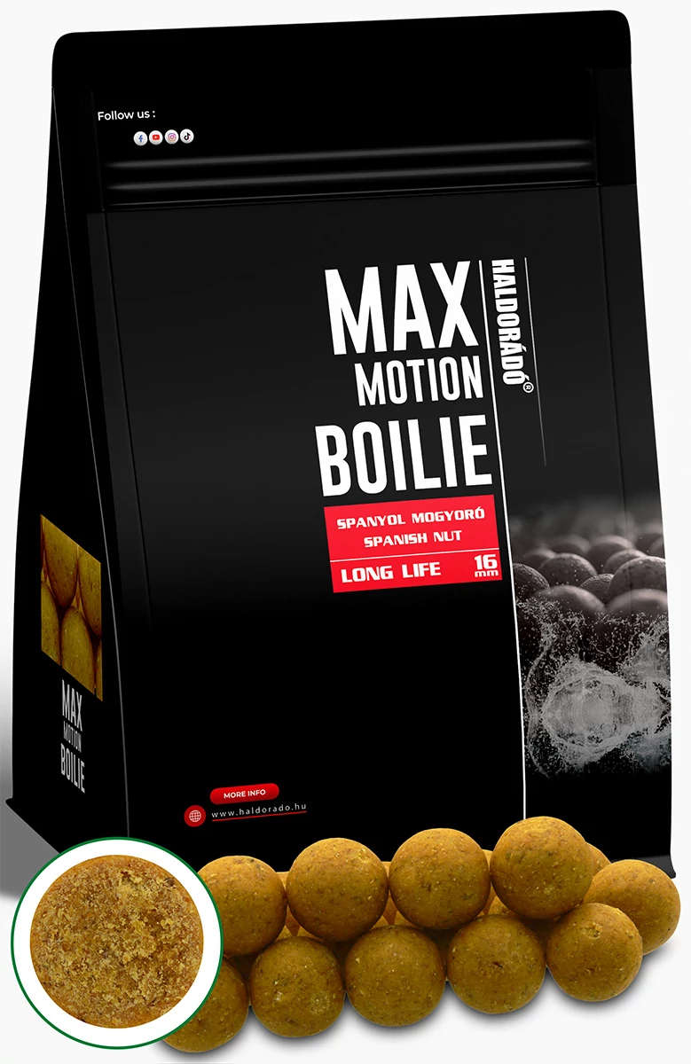 HALDORÁDÓ MAX MOTION Boilie Long Life 16 mm - Spanyol Mogyoró