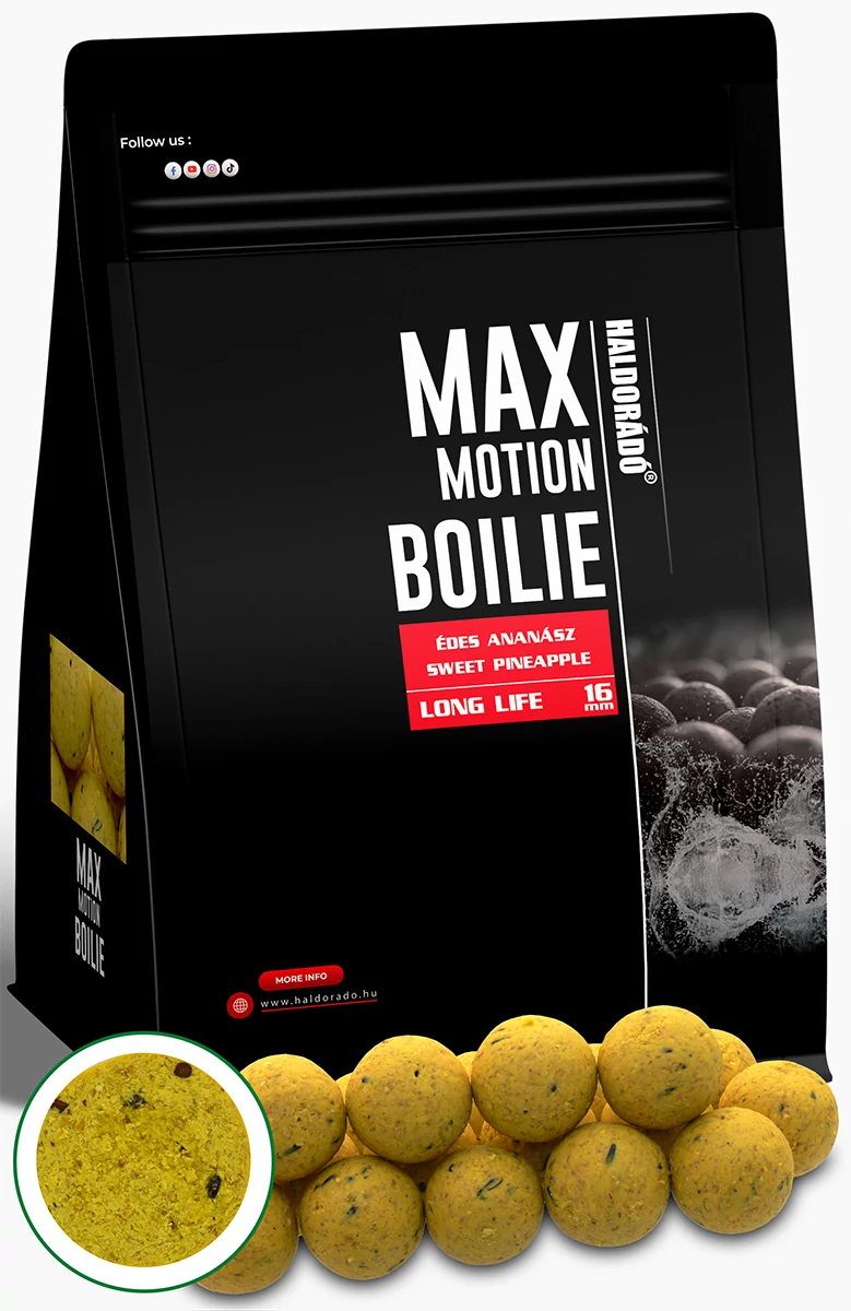 HALDORÁDÓ MAX MOTION Boilie Long Life 16 mm - Édes Ananász