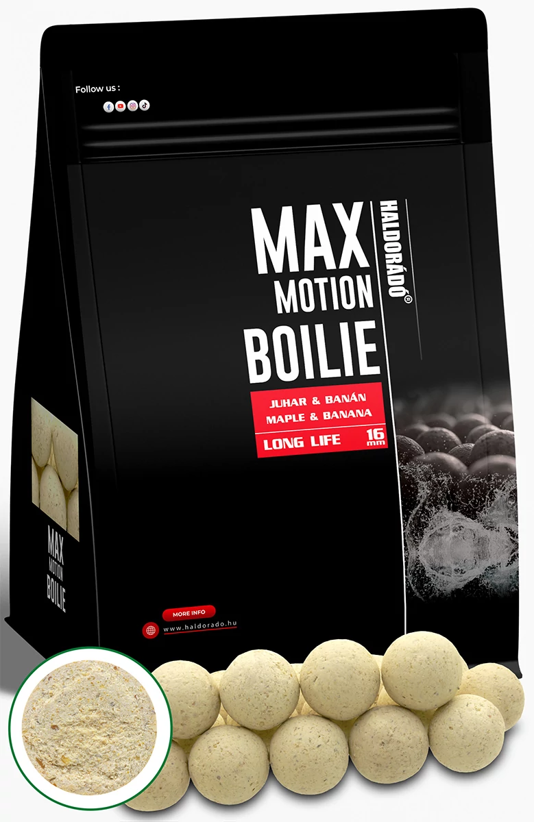 HALDORÁDÓ MAX MOTION Boilie Long Life 16 mm - Juhar & Banán