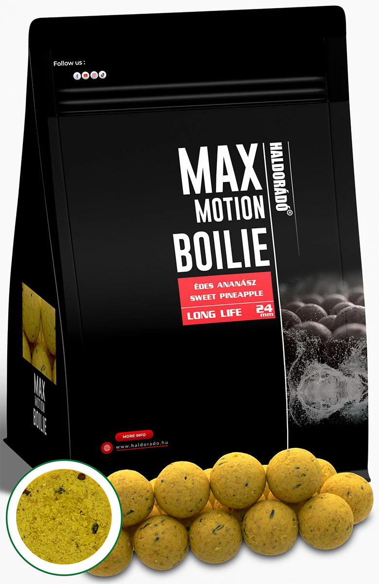 HALDORÁDÓ MAX MOTION Boilie Long Life 24 mm - Édes Ananász