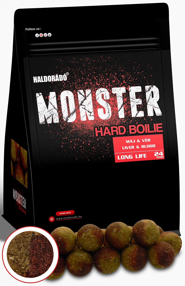 HALDORÁDÓ MONSTER Hard Boilie 24+ mm - Máj & Vér