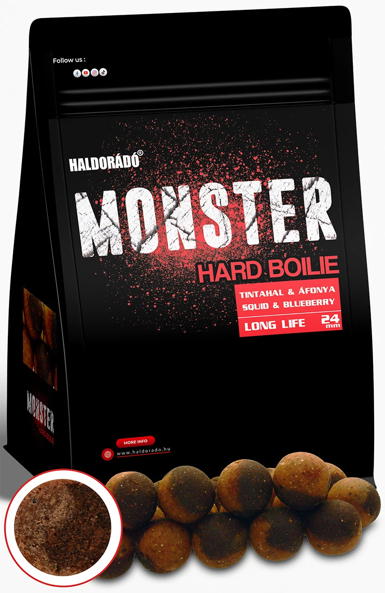 HALDORÁDÓ MONSTER Hard Boilie 24+ mm - Tintahal & Áfonya