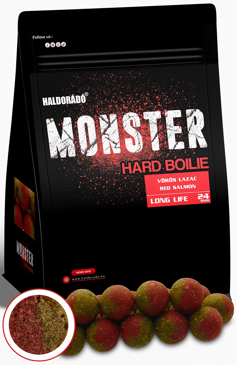 HALDORÁDÓ MONSTER Hard Boilie 24+ mm - Vörös Lazac