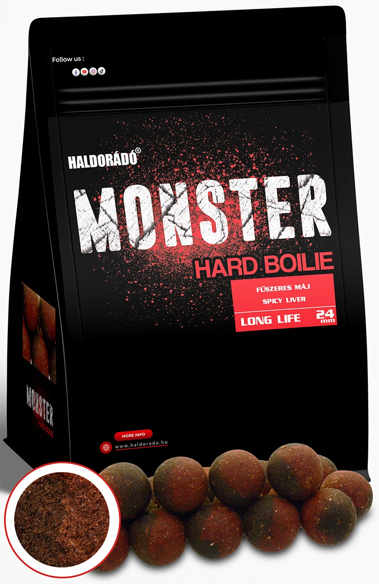 HALDORÁDÓ MONSTER Hard Boilie 24+ mm - Fűszeres Máj