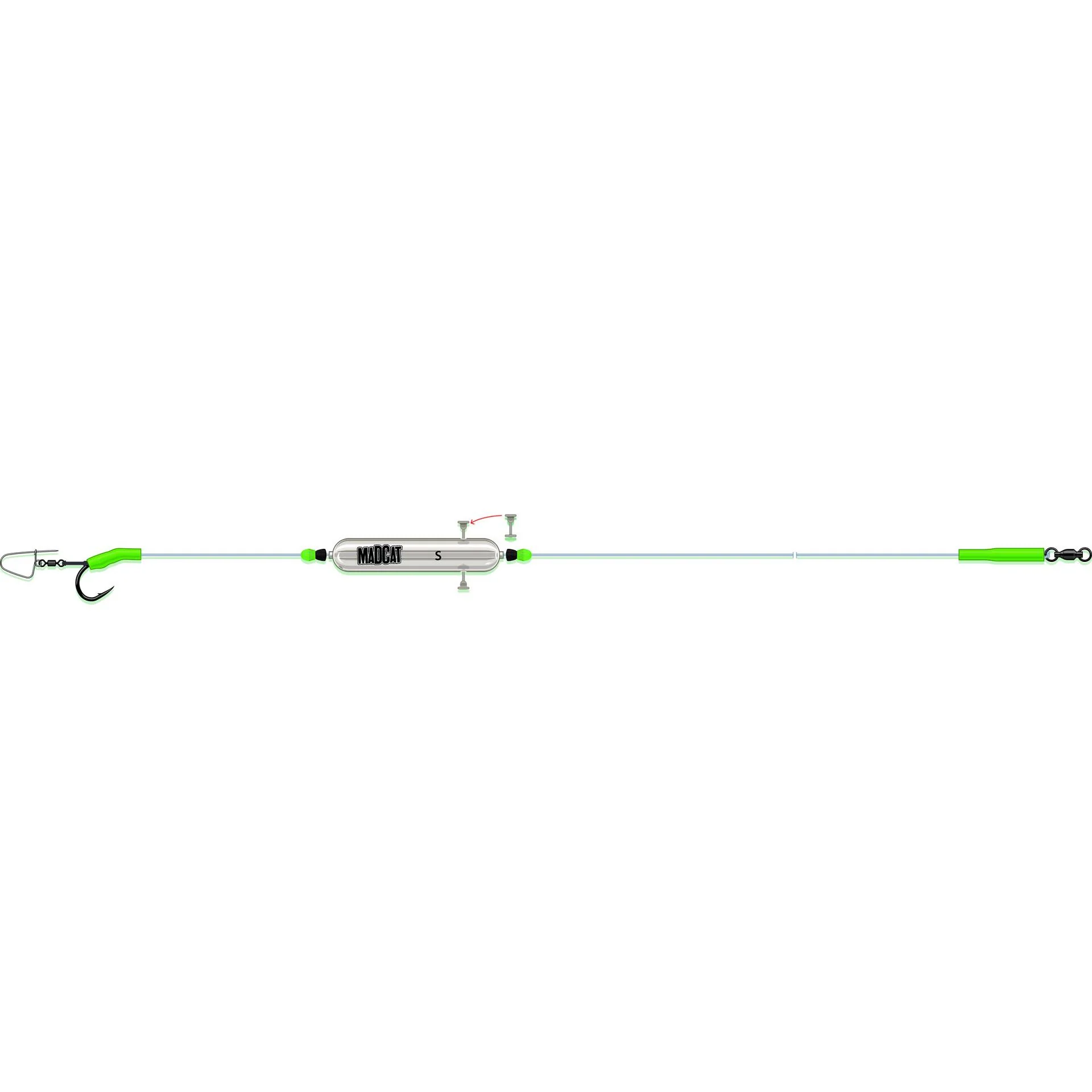 MADCAT Adjustable River Rigs Nose Clip Single S-es 250cm/1.30mm/ 6/0 harcsázó előkötött szerelék
