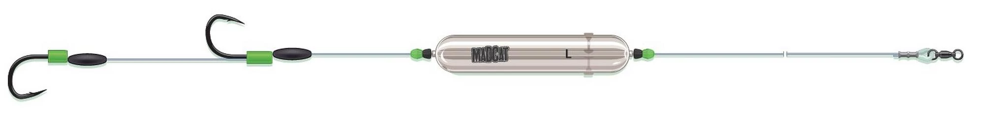MADCAT Adjusta Profi River Rig Worm&Squid 180cm/1.00MM/ 10/0 harcsázó előkötött szerelék