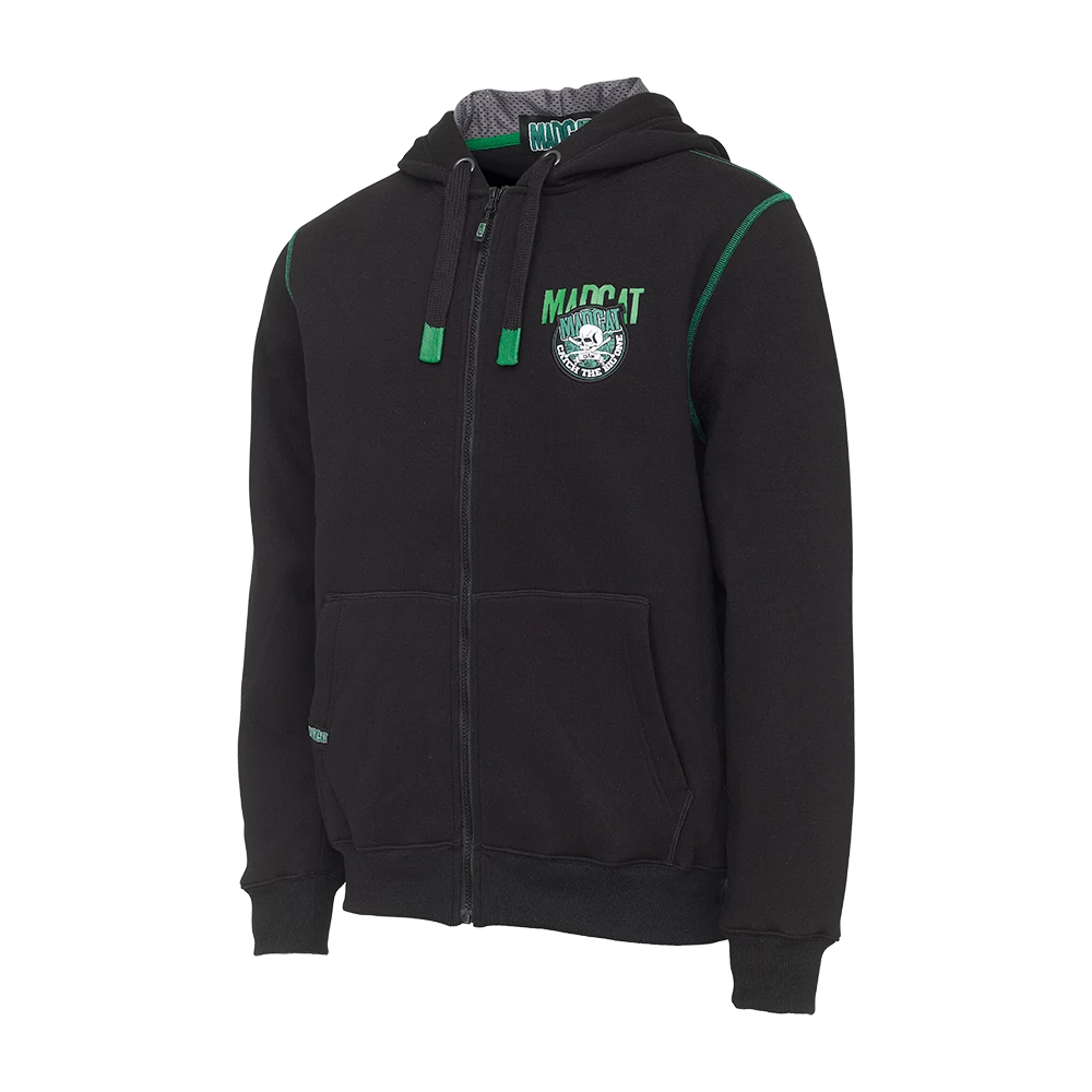 MADCAT BADGE LOGO ZIP HOODIE BLACK CAVIAR L-es kapucnis pulóver