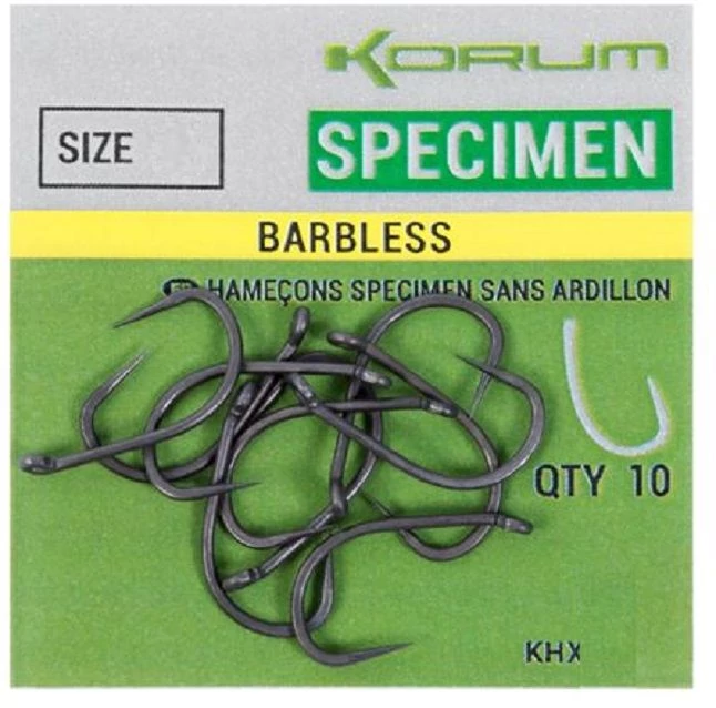 KORUM XPERT SPECIMEN Barbless horog 10-es