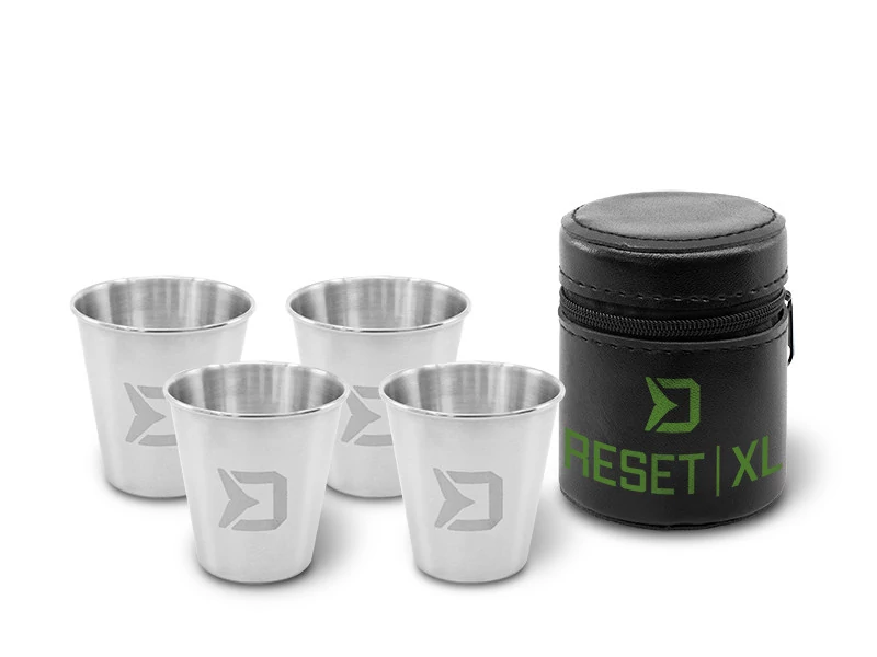 DELPHIN RESET XL 4v1 Rozsdamentes acél pálinkáspohár készlet