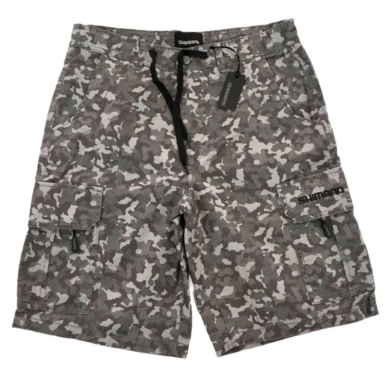 SHIMANO Cargo Shorts Grey Camo M-es