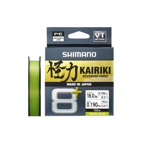 SHIMANO Kairiki 8+ 150m/0.19mm/12.8kg M.Green fonott zsínór