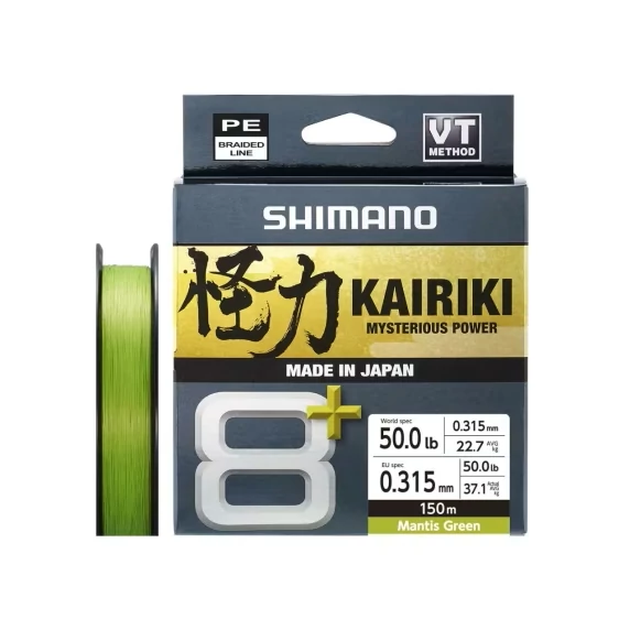 SHIMANO Kairiki 8+ 150m/0.315mm/37.1kg M.Green fonott zsínór