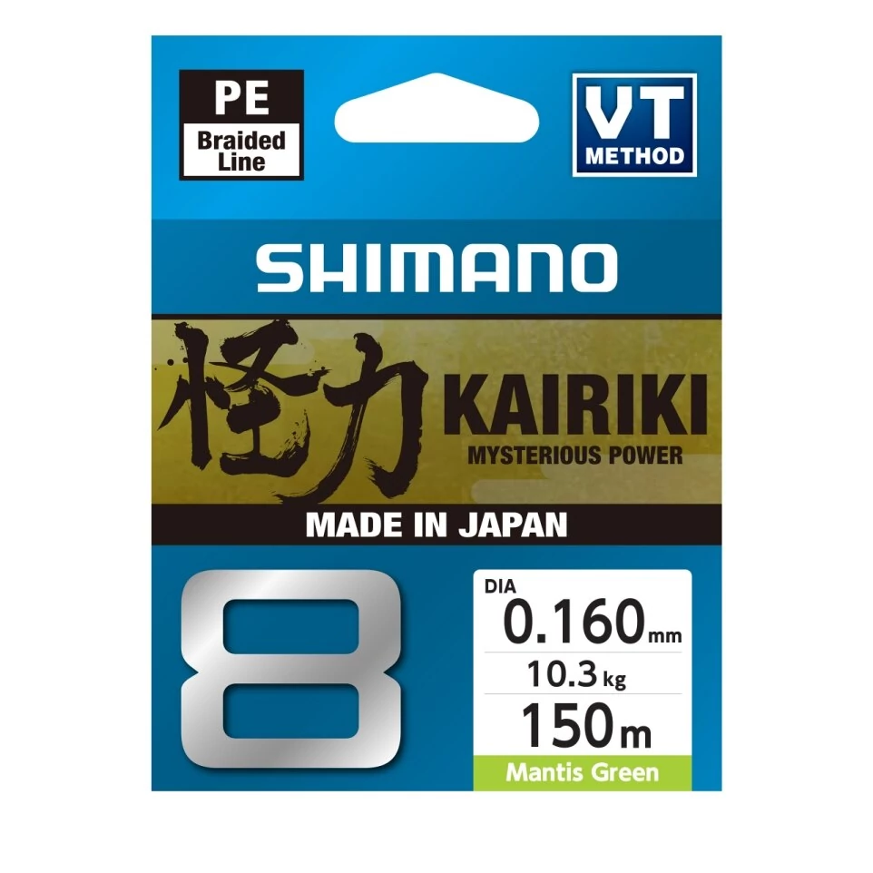 SHIMANO Kairiki 8 150m 0.16mm 10.3kg M Green fonott zsínór