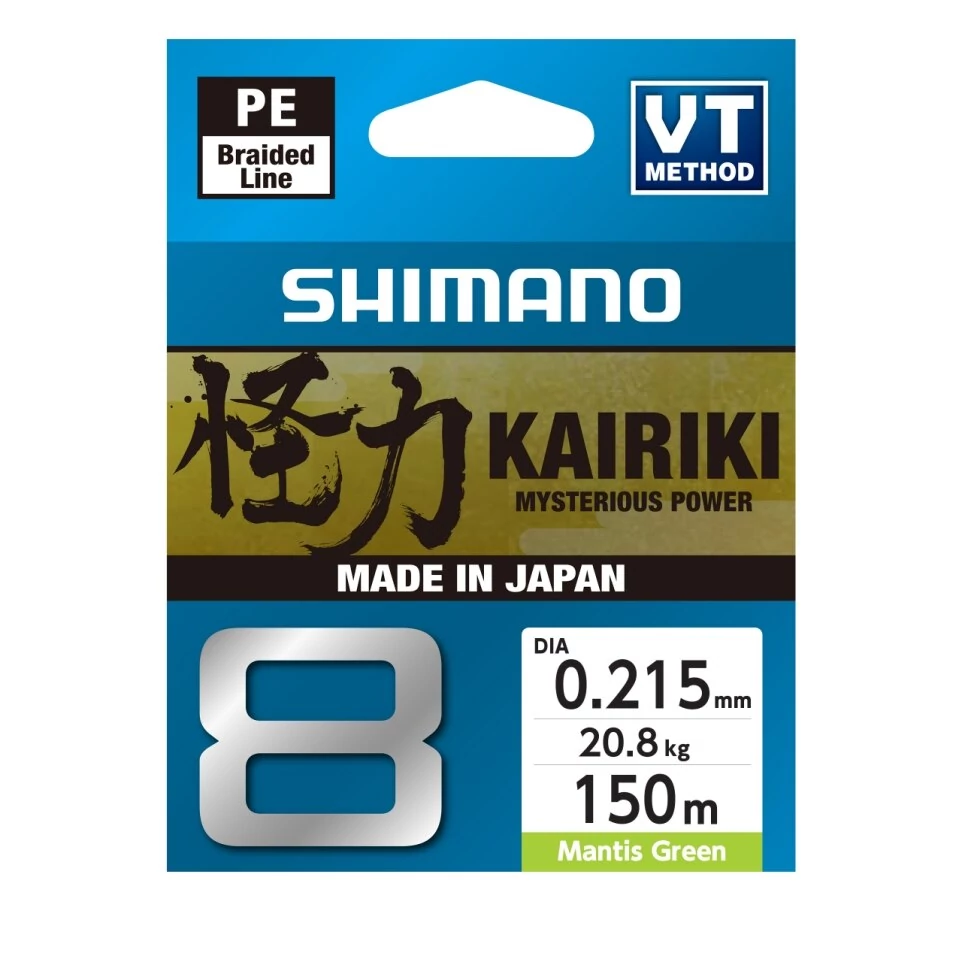 SHIMANO Kairiki 8 150m 0.215mm 20,8kg M Green fonott zsínór